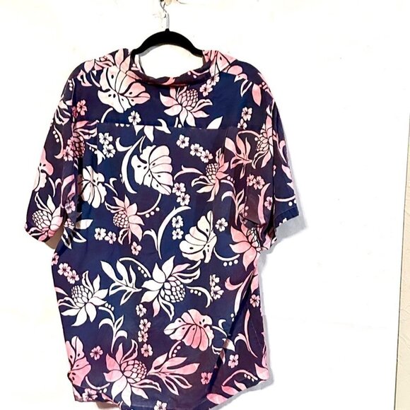 Vintage Aloha Hawaiian Tie Dyed Kai Nani Shirt Size XL Extra Large Blue Red - Picture 5 of 6
